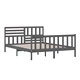 рамка за легло сиво 150x200 см King Size масивно дърво