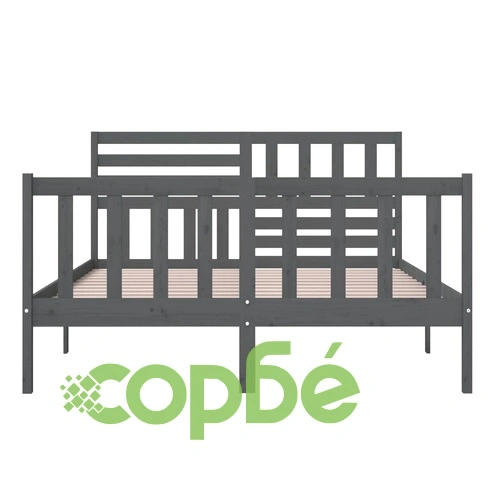 рамка за легло сиво 150x200 см King Size масивно дърво ➤ топ цена ➤ sorbe.bg