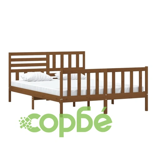 Рамка за легло меденокафяво 150x200 cм King Size дърво масив ➤ топ цена ➤ sorbe.bg