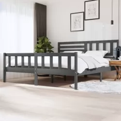 Рамка за легло, сива, масивно дърво, 200х200 см