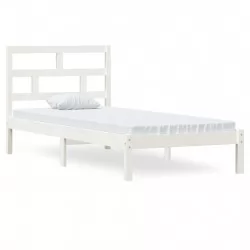 Рамка за легло, бяла, борово дърво масив, 90х200 см