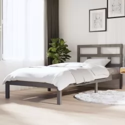 Рамка за легло, сива, борово дърво масив, 90х200 см