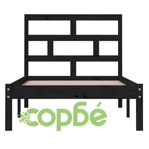 Рамка за легло, черна, борово дърво масив, 100х200 см ➤ топ цена ➤ sorbe.bg