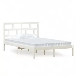 Рамка за легло, бяла, борово дърво масив, 120x200 см