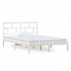 Рамка за легло, бяла, борово дърво масив, 140х200 см