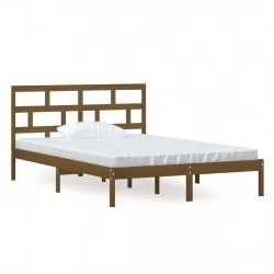 Рамка за легло, меденокафява, борово дърво масив, 140x200 см