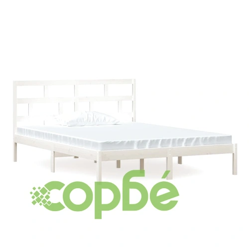 рамка за легло бяло 150x200 см King Size масивно дърво ➤ топ цена ➤ sorbe.bg