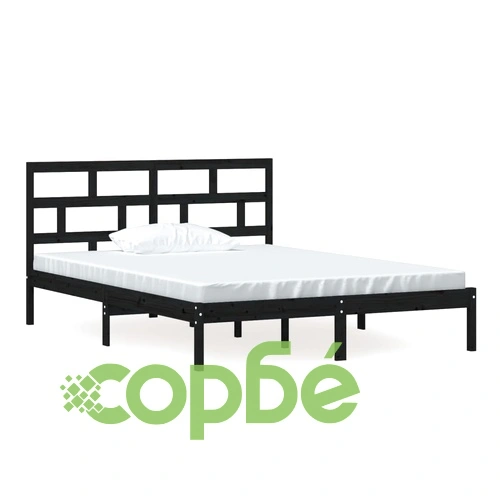 рамка за легло черно 150x200 см King Size масивно дърво ➤ топ цена ➤ sorbe.bg