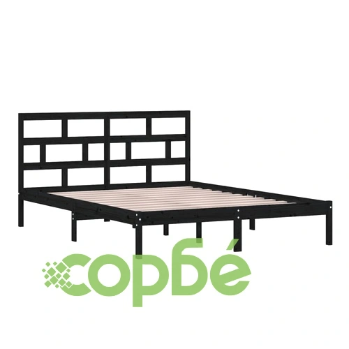 рамка за легло черно 150x200 см King Size масивно дърво ➤ топ цена ➤ sorbe.bg