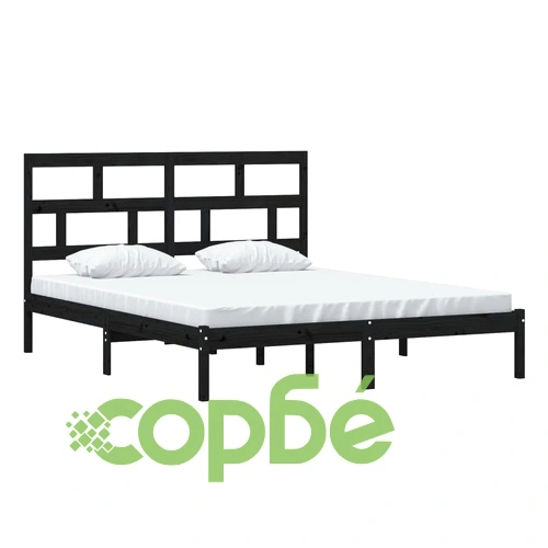 Рамка за легло, черна, бор масив, 160х200 см ➤ топ цена ➤ sorbe.bg