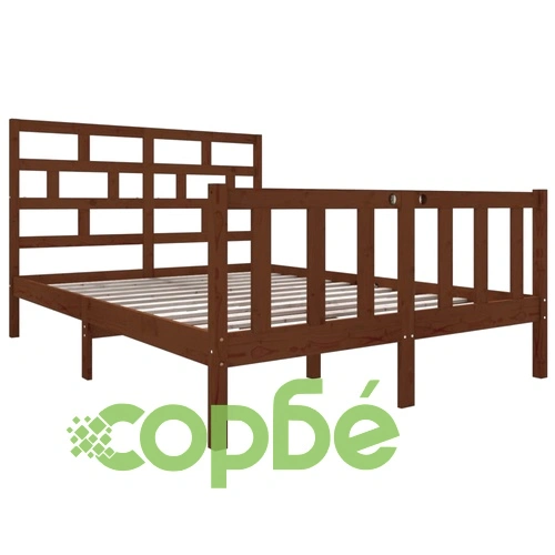 Рамка за легло меденокафява бор масив 135x190 cм Double ➤ топ цена ➤ sorbe.bg