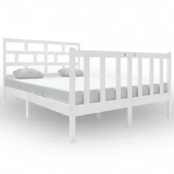 Рамка за легло, бяла, масивен бор, 140x190 см