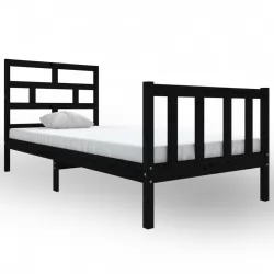 Рамка за легло, черна, бор масив, 100х200 см