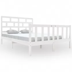 Рамка за легло, бяла, масивен бор, 140x200 см