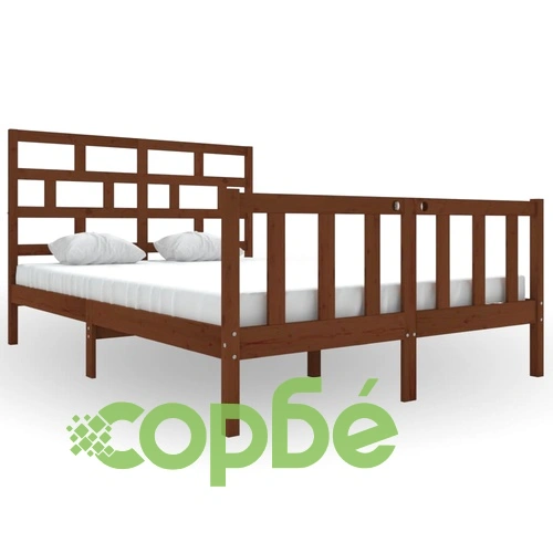 Рамка за легло, меденокафява, масивен бор, 140х200 см ➤ топ цена ➤ sorbe.bg