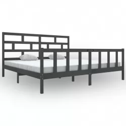 Рамка за легло, сива, масивен бор, 180x200 см, 6FT Super King