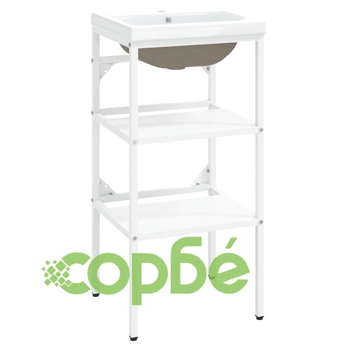 Рамка за мивка за баня с вграден умивалник, бяла, желязна ➤ топ цена ➤ sorbe.bg