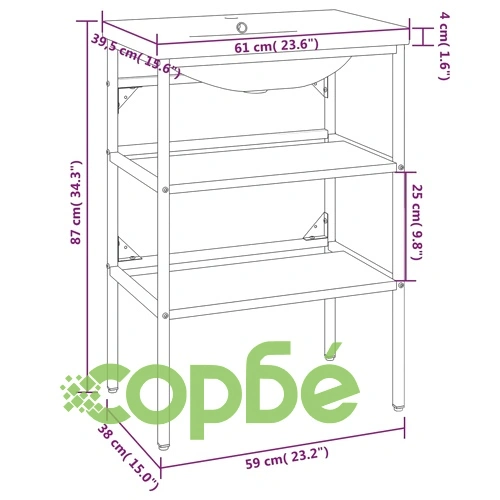 Рамка за мивка за баня с вграден умивалник, бяла, желязна ➤ топ цена ➤ sorbe.bg