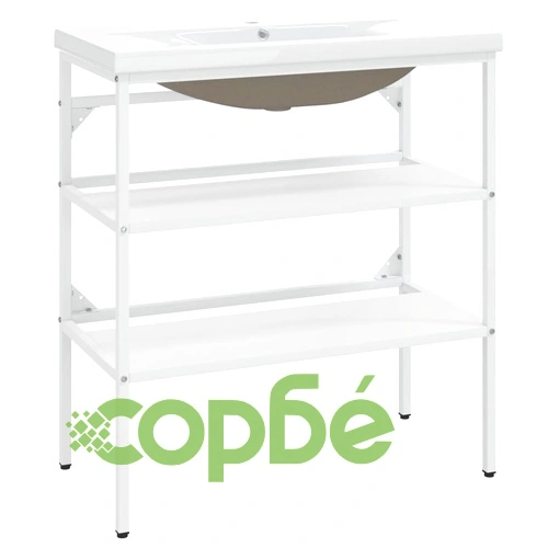 Рамка за мивка за баня с вграден умивалник, бяла, желязна ➤ топ цена ➤ sorbe.bg