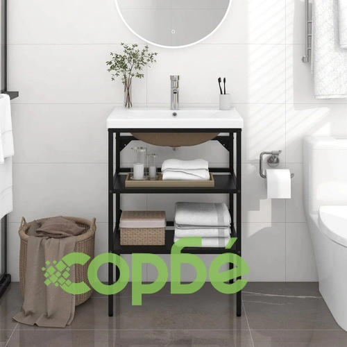 Рамка за мивка за баня с вграден умивалник, черна, желязна ➤ топ цена ➤ sorbe.bg