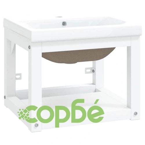 Рамка за мивка за баня с вграден умивалник, бяла, желязна ➤ топ цена ➤ sorbe.bg