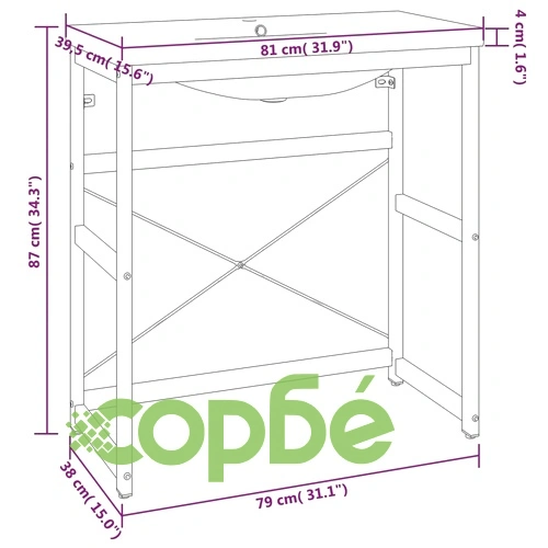 Рамка за мивка за баня с вграден умивалник, черна, желязна ➤ топ цена ➤ sorbe.bg