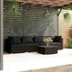Градински лаундж комплект с възглавници 5 части полиратан черен