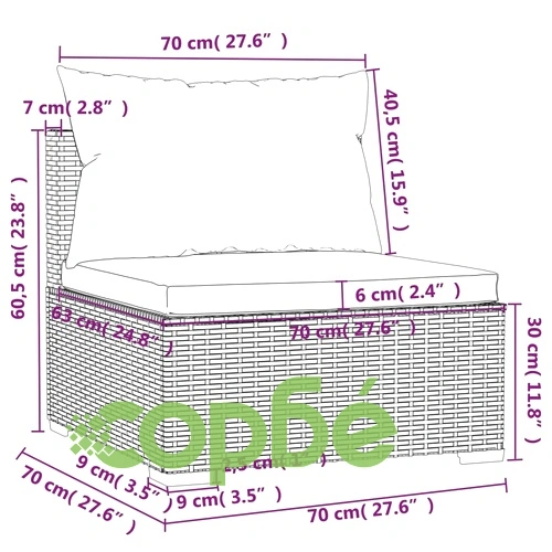 Градински лаундж комплект с възглавници 9 части черен полиратан ➤ топ цена ➤ sorbe.bg
