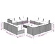 Градински комплект с възглавници, 13 части, полиратан, черен