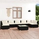 Градински лаундж комплект с възглавници 8 части черен полиратан