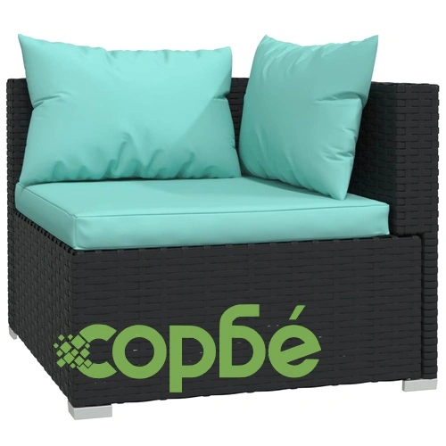 Градински комплект с възглавници 10 части полиратан черен ➤ топ цена ➤ sorbe.bg