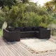 Градински лаундж комплект с възглавници 6 части полиратан черен