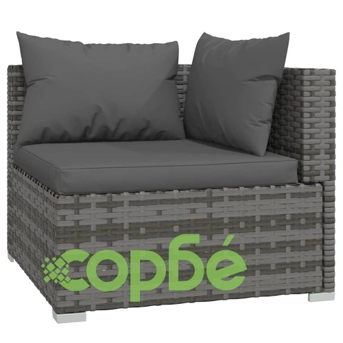 Градински лаундж комплект с възглавници 10 части сив полиратан ➤ топ цена ➤ sorbe.bg