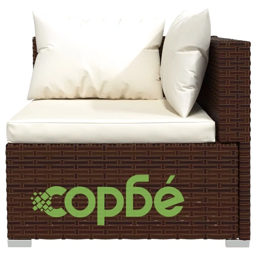 Градински комплект с възглавници 10 части кафяв полиратан ➤ топ цена ➤ sorbe.bg