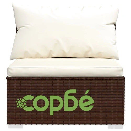 Градински комплект с възглавници, 10 части кафяв полиратан ➤ топ цена ➤ sorbe.bg