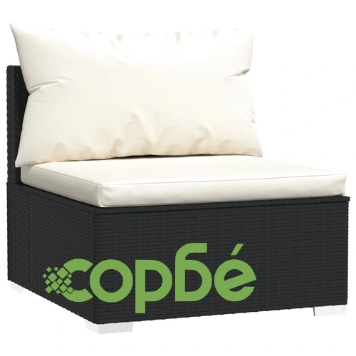 Градински комплект с възглавници 12 части черен полиратан ➤ топ цена ➤ sorbe.bg