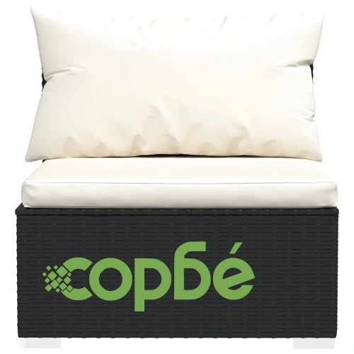 Градински комплект с възглавници 12 части черен полиратан ➤ топ цена ➤ sorbe.bg