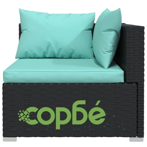 Градински комплект с възглавници, 13 части, черен, полиратан ➤ топ цена ➤ sorbe.bg