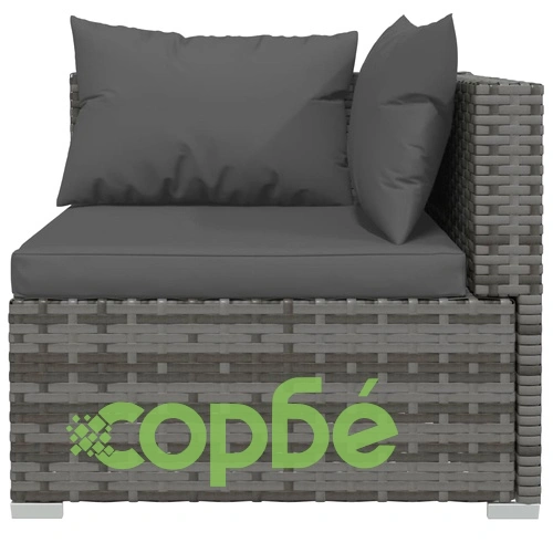 Градински лаундж комплект с възглавници 13 части сив полиратан ➤ топ цена ➤ sorbe.bg