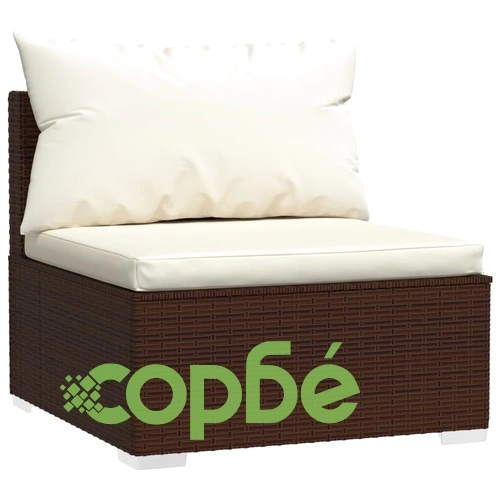 Градински лаундж комплект с възглавници 8 части полиратан кафяв ➤ топ цена ➤ sorbe.bg
