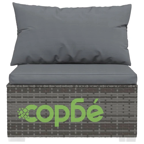 Градински лаундж комплект с възглавници 9 части полиратан сив ➤ топ цена ➤ sorbe.bg