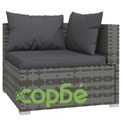 Градински лаундж комплект с възглавници 9 части сив полиратан ➤ топ цена ➤ sorbe.bg