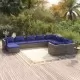 Градински лаундж комплект с възглавници 10 части полиратан сив