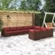 Градински комплект с възглавници 10 части полиратан кафяв