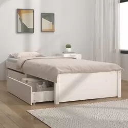 Рамка за легло с чекмеджета, бяло, 75x190 см, 2FT6 Small Single