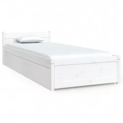 Рамка за легло с чекмеджета, бяло, 75x190 см, 2FT6 Small Single