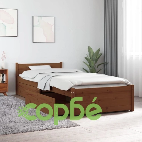 Легло с чекмеджета меденокафяво 75x190 см Small Single ➤ топ цена ➤ sorbe.bg