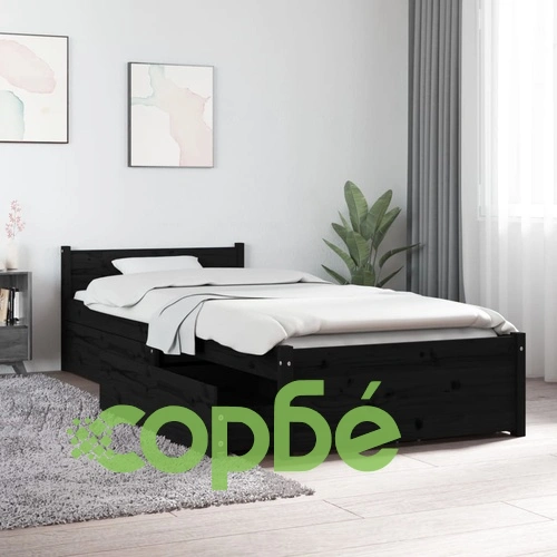 Рамка за легло с чекмеджета черно 75x190 см Small Single ➤ топ цена ➤ sorbe.bg