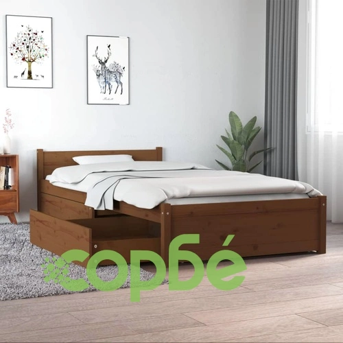 Рамка за легло с чекмеджета меденокафява 90x190 см Single ➤ топ цена ➤ sorbe.bg