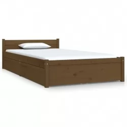 Рамка за легло с чекмеджета, меденокафяви, 90x200 см